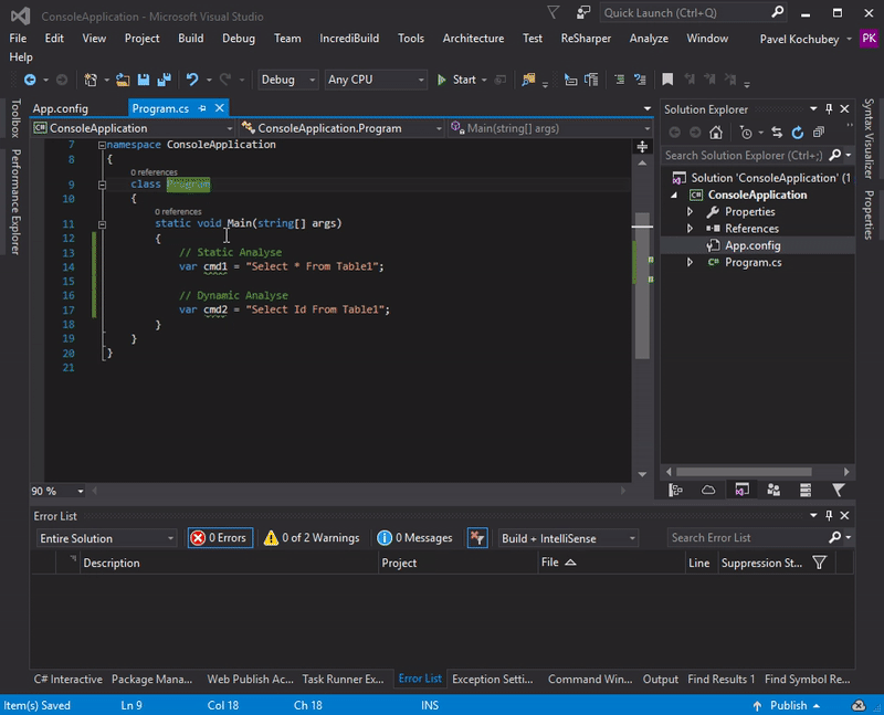 Visual Studio Sql